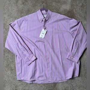 Zara Pink Striped Button Down Shirt